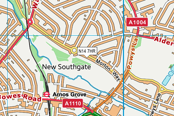N14 7HR map - OS VectorMap District (Ordnance Survey)