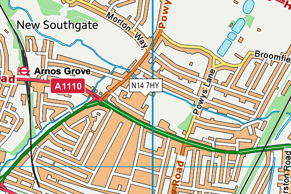 N14 7HY map - OS VectorMap District (Ordnance Survey) N14 7HY map - OS VectorMap District (Ordnance Survey)