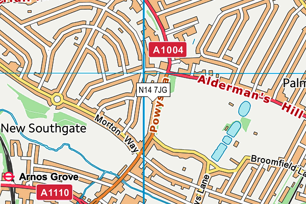 N14 7JG map - OS VectorMap District (Ordnance Survey) N14 7JG map - OS VectorMap District (Ordnance Survey)