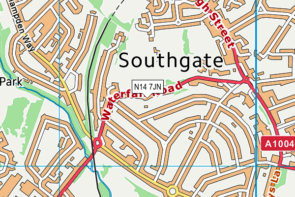 N14 7JN map - OS VectorMap District (Ordnance Survey)