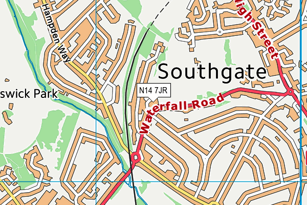 N14 7JR map - OS VectorMap District (Ordnance Survey) N14 7JR map - OS VectorMap District (Ordnance Survey)