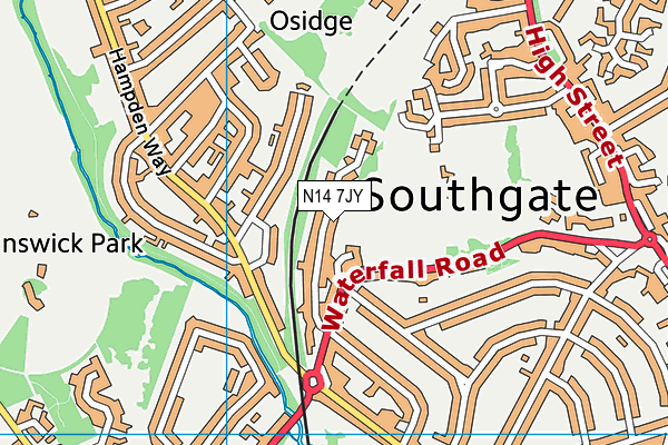 N14 7JY map - OS VectorMap District (Ordnance Survey) N14 7JY map - OS VectorMap District (Ordnance Survey)