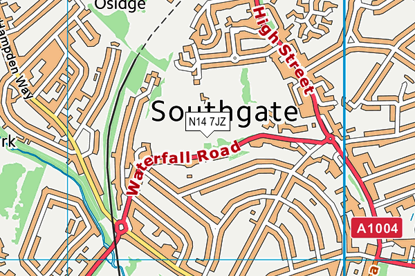 N14 7JZ map - OS VectorMap District (Ordnance Survey) N14 7JZ map - OS VectorMap District (Ordnance Survey)
