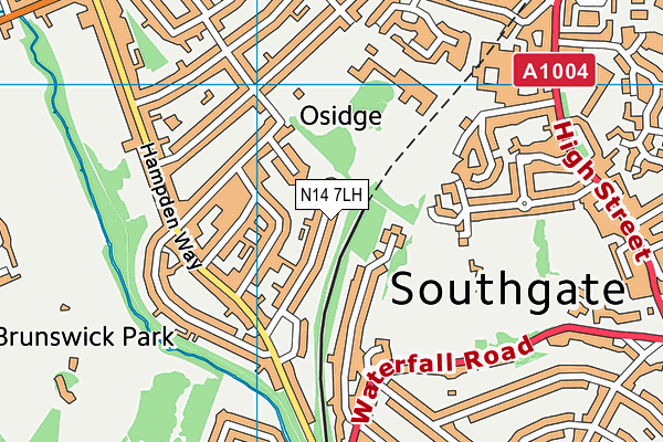 N14 7LH map - OS VectorMap District (Ordnance Survey)