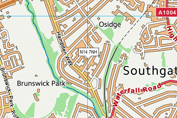 N14 7NH map - OS VectorMap District (Ordnance Survey)