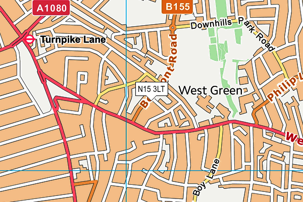 N15 3LT map - OS VectorMap District (Ordnance Survey)