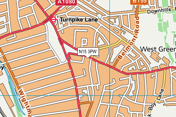 N15 3PW map - OS VectorMap District (Ordnance Survey) N15 3PW map - OS VectorMap District (Ordnance Survey)