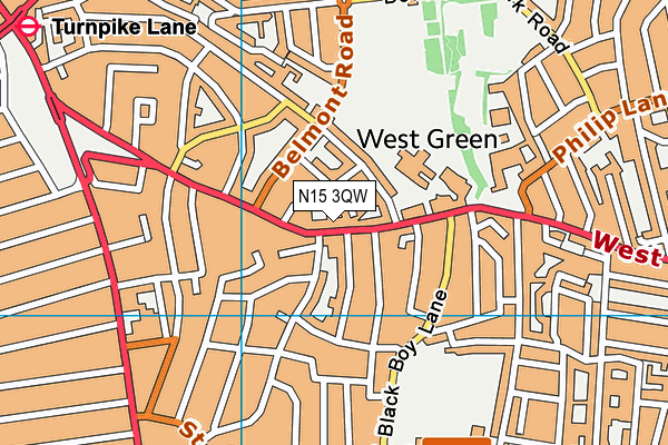 N15 3QW map - OS VectorMap District (Ordnance Survey) N15 3QW map - OS VectorMap District (Ordnance Survey)