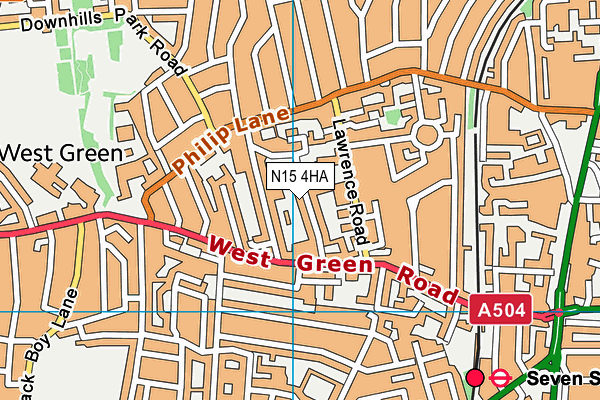N15 4HA map - OS VectorMap District (Ordnance Survey)