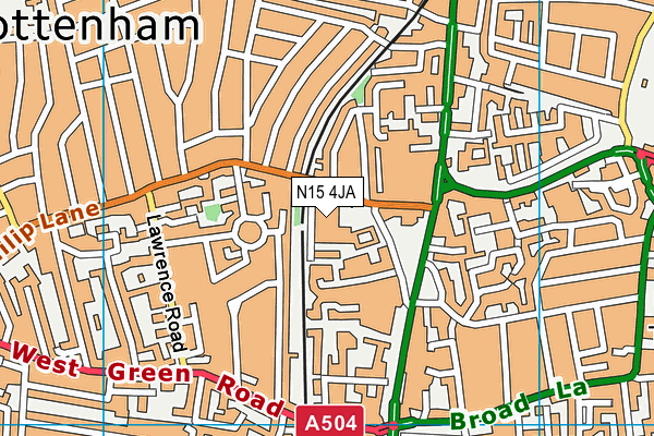 N15 4JA map - OS VectorMap District (Ordnance Survey)