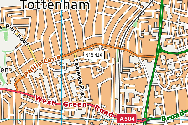 N15 4JX map - OS VectorMap District (Ordnance Survey)