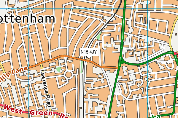 N15 4JY map - OS VectorMap District (Ordnance Survey) N15 4JY map - OS VectorMap District (Ordnance Survey)