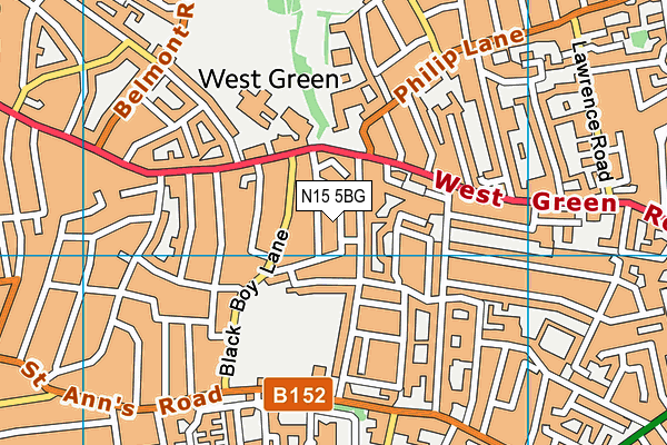 N15 5BG map - OS VectorMap District (Ordnance Survey)