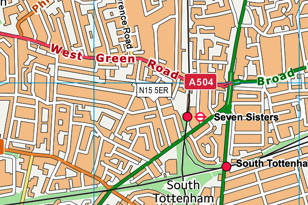 N15 5ER map - OS VectorMap District (Ordnance Survey)