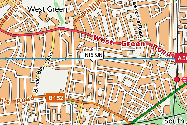 N15 5JN map - OS VectorMap District (Ordnance Survey)