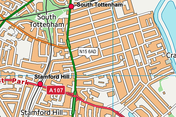 N15 6AD map - OS VectorMap District (Ordnance Survey)