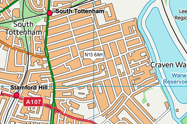 N15 6AH map - OS VectorMap District (Ordnance Survey)