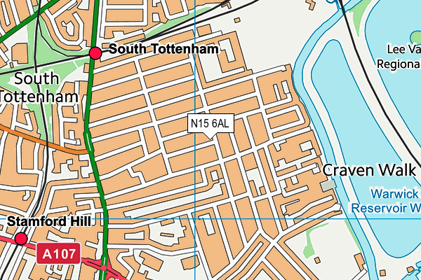 N15 6AL map - OS VectorMap District (Ordnance Survey)