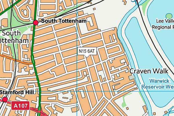 N15 6AT map - OS VectorMap District (Ordnance Survey)