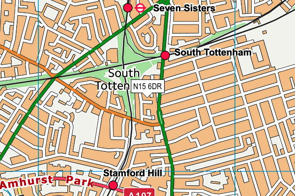 N15 6DR map - OS VectorMap District (Ordnance Survey)