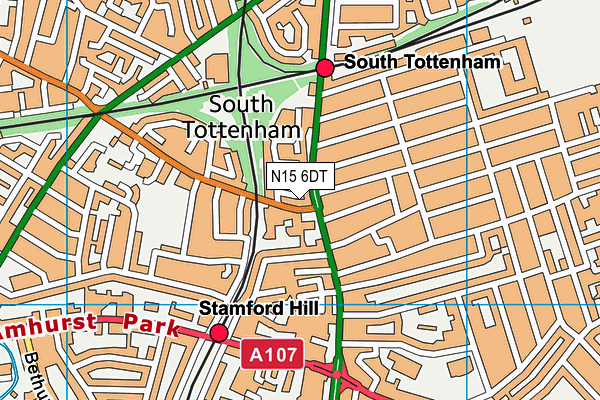 N15 6DT map - OS VectorMap District (Ordnance Survey)