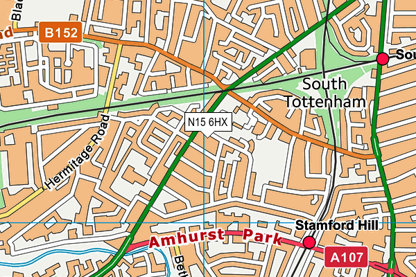 N15 6HX map - OS VectorMap District (Ordnance Survey)
