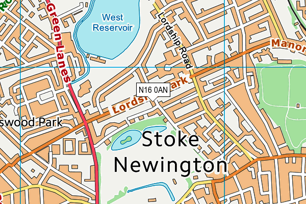 N16 0AN map - OS VectorMap District (Ordnance Survey)
