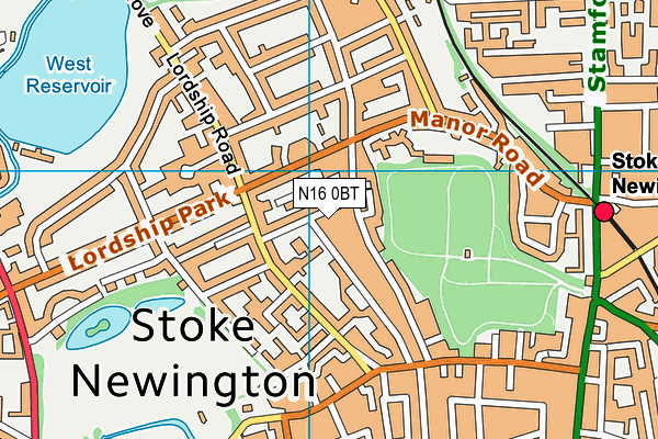 N16 0BT map - OS VectorMap District (Ordnance Survey)