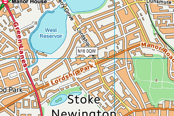 N16 0QW map - OS VectorMap District (Ordnance Survey) N16 0QW map - OS VectorMap District (Ordnance Survey)