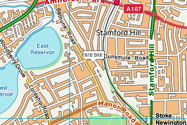 N16 5HX map - OS VectorMap District (Ordnance Survey) N16 5HX map - OS VectorMap District (Ordnance Survey)