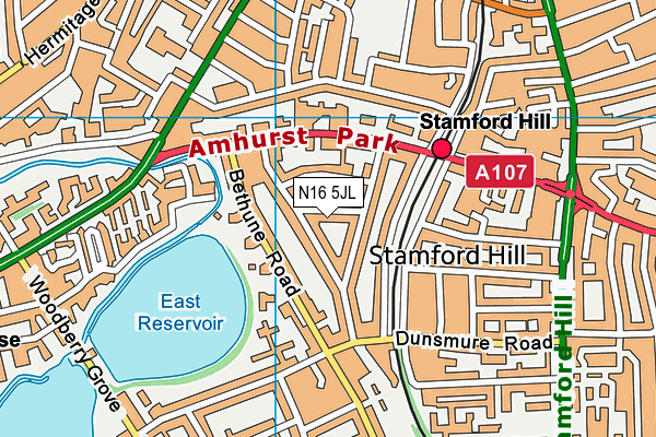 N16 5JL map - OS VectorMap District (Ordnance Survey)