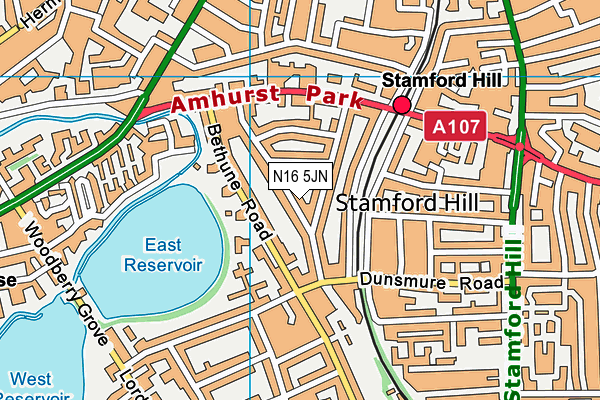 N16 5JN map - OS VectorMap District (Ordnance Survey) N16 5JN map - OS VectorMap District (Ordnance Survey)