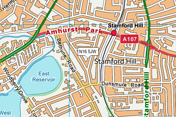 N16 5JW map - OS VectorMap District (Ordnance Survey) N16 5JW map - OS VectorMap District (Ordnance Survey)