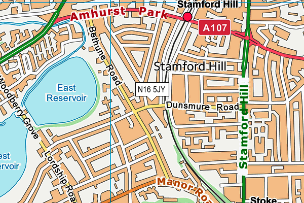 N16 5JY map - OS VectorMap District (Ordnance Survey) N16 5JY map - OS VectorMap District (Ordnance Survey)