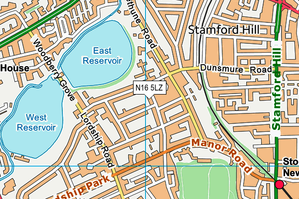 N16 5LZ map - OS VectorMap District (Ordnance Survey) N16 5LZ map - OS VectorMap District (Ordnance Survey)