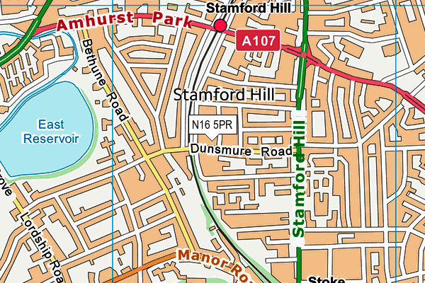 N16 5PR map - OS VectorMap District (Ordnance Survey)