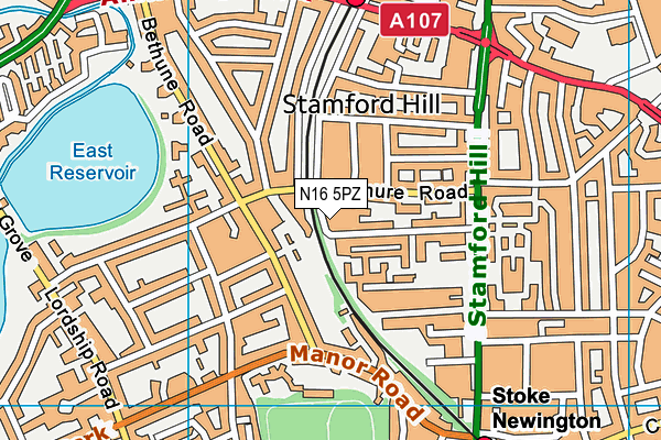 N16 5PZ map - OS VectorMap District (Ordnance Survey) N16 5PZ map - OS VectorMap District (Ordnance Survey)