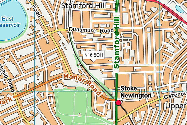 N16 5QH map - OS VectorMap District (Ordnance Survey)
