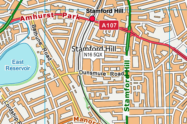 N16 5QX map - OS VectorMap District (Ordnance Survey) N16 5QX map - OS VectorMap District (Ordnance Survey)