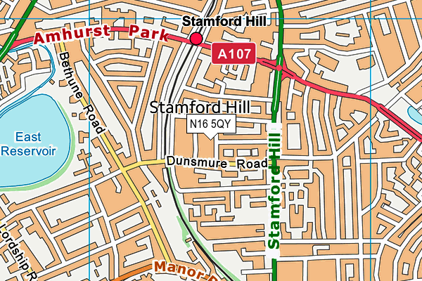 N16 5QY map - OS VectorMap District (Ordnance Survey) N16 5QY map - OS VectorMap District (Ordnance Survey)