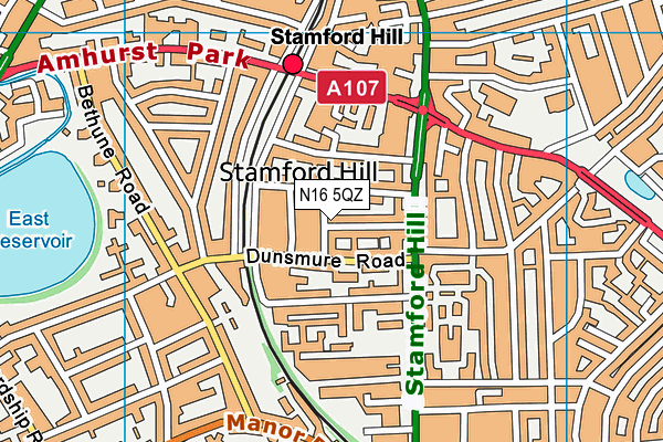 N16 5QZ map - OS VectorMap District (Ordnance Survey) N16 5QZ map - OS VectorMap District (Ordnance Survey)
