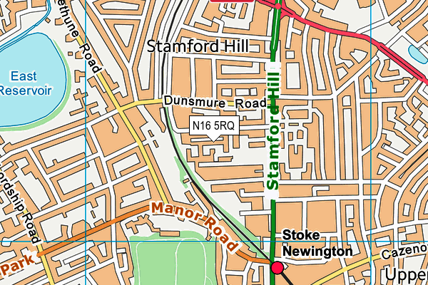 N16 5RQ map - OS VectorMap District (Ordnance Survey)