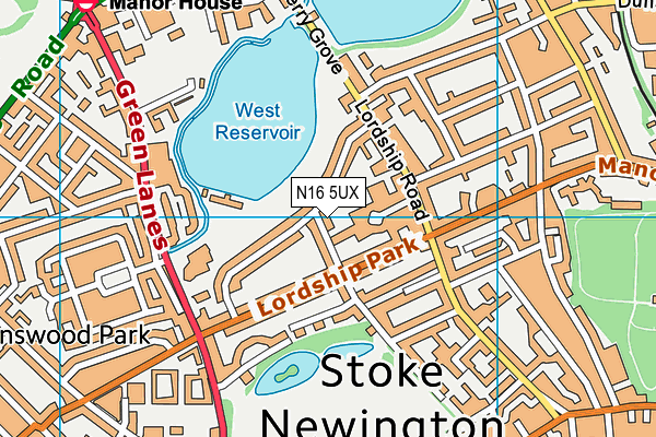 N16 5UX map - OS VectorMap District (Ordnance Survey) N16 5UX map - OS VectorMap District (Ordnance Survey)