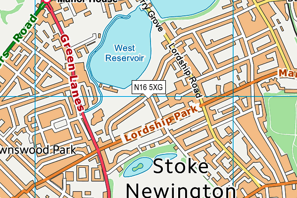 N16 5XG map - OS VectorMap District (Ordnance Survey) N16 5XG map - OS VectorMap District (Ordnance Survey)