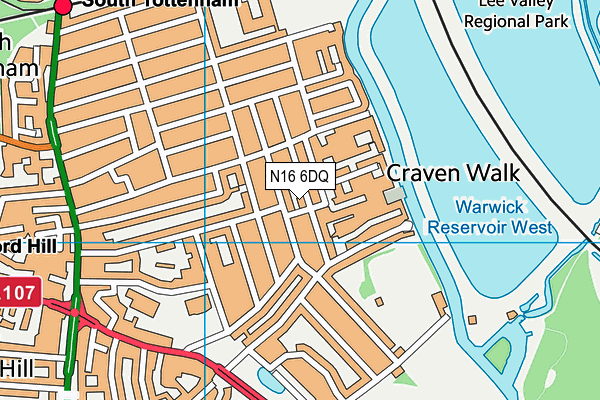 N16 6DQ map - OS VectorMap District (Ordnance Survey)