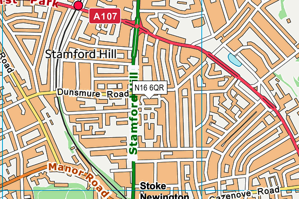 N16 6QR map - OS VectorMap District (Ordnance Survey)