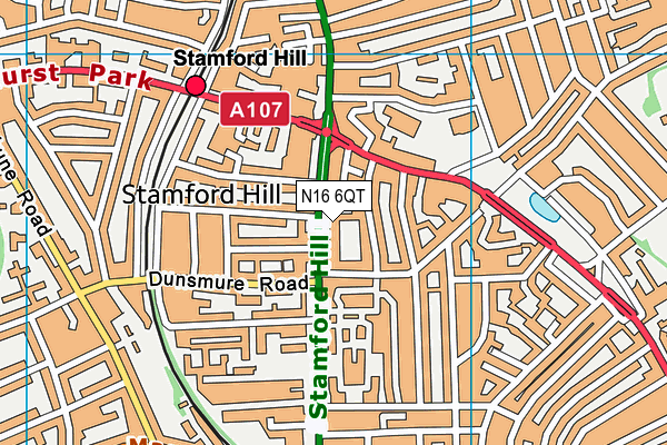 N16 6QT map - OS VectorMap District (Ordnance Survey)