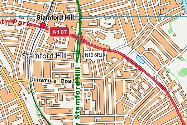 N16 6RJ map - OS VectorMap District (Ordnance Survey)