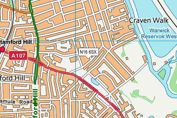 N16 6SX map - OS VectorMap District (Ordnance Survey) N16 6SX map - OS VectorMap District (Ordnance Survey)