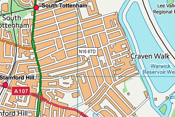N16 6TD map - OS VectorMap District (Ordnance Survey)